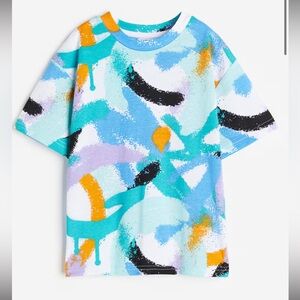 Graffiti Style Oversized Cotton Jersey T-Shirt